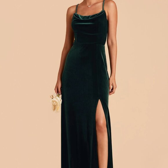 Birdy Grey Ash Dress Emerald Velvet Bridesmaid Dress - Picture 1 of 12